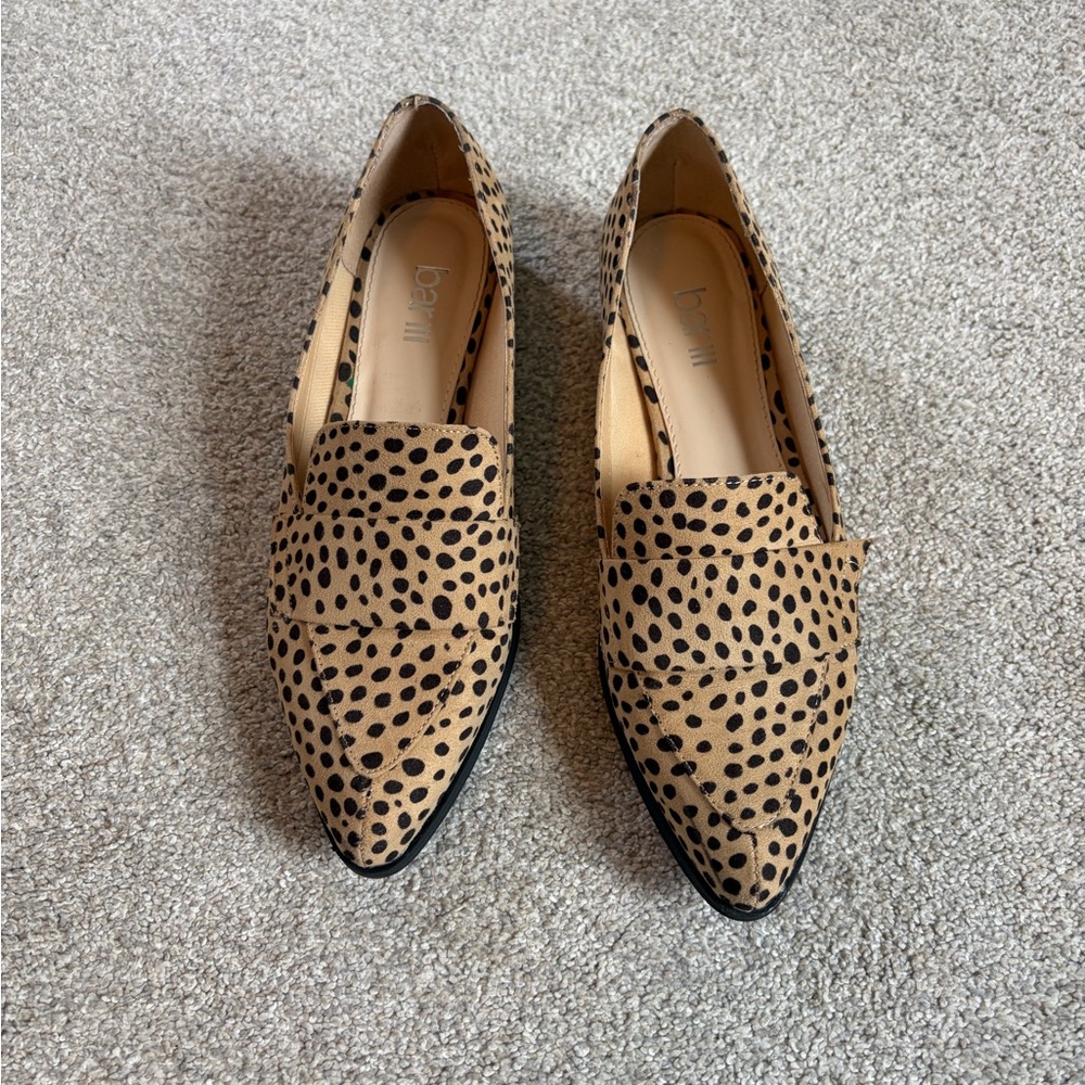 Bar III Tan and Black Cheetah-Print Pointed Loafers